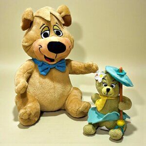 Yogi Bear and Cindy Plush Lot Character Stuffed Animals Hannah Barbera 9.5" 7.5"